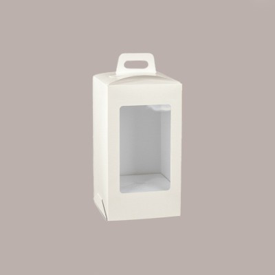 5 Pz Scatola Porta Uovo Cioccolato con Fondo in Carta Pelle Bianco Golosa con Finestra Trasparente 180x180x290 mm [b77740c6]