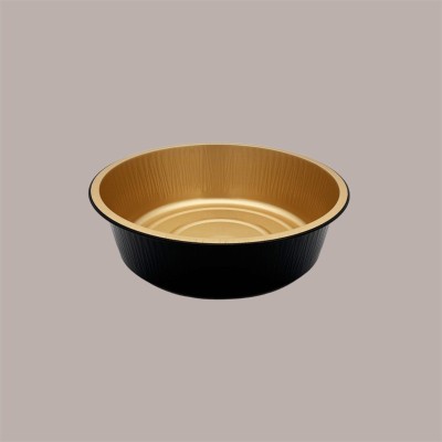 50 Pz Contenitore per Alimenti Eclipse Nero e Oro in Alluminio 13,8x4,3 cm [23b6ae4c]