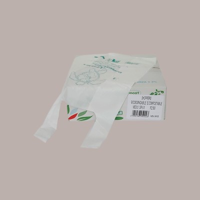 Shopper Bio Medie Monouso Lucgel, 27+7+7H50cm 500 Pezzi, Bianco, Manico a Bretella, 6,5g [b5804751]