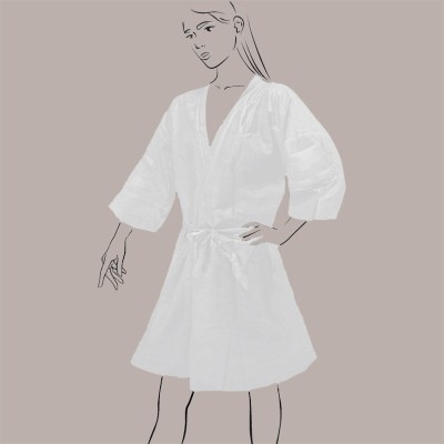 10 Pz Kimono Monouso con Cintura Bianco in Tessuto TNT [96eb40a1]