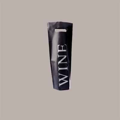 20 Pz Shopper Porta Bottiglia da 750 ml in Plastica Nera Stampa Wine 16+10x38 Cm [0bdbbd83]