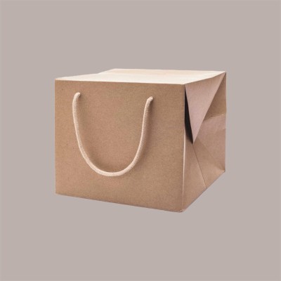 10 Pz Bag Box Porta Panettone Carta Kraft Avana con Cordino 25+25x25 cm [05820c80]