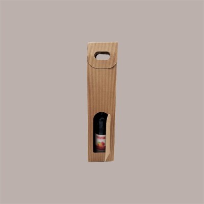 10 Pz Scatola Astuccio Porta 1 Bottiglia 750 ml Olio Vino in Cartoncino Onda Avana con finestra 90x90H385mm [cafb3e9c]