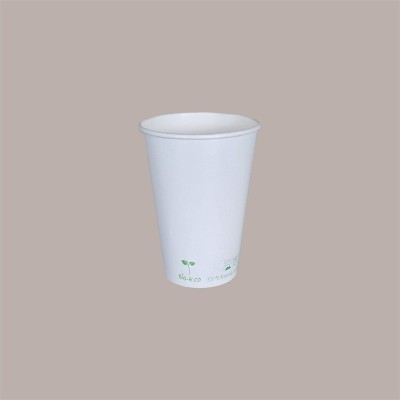 100 Pz Bicchiere Bibita Carta Bianco Biodegradabile Compost 420cc [a1ab957f]