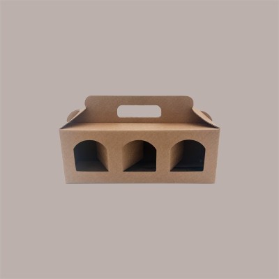 Scatola Astuccio Porta 3 Vasetti Confetture e Creme in Cartoncino Avana 250x80H90mm 10 pezzi [def84288]