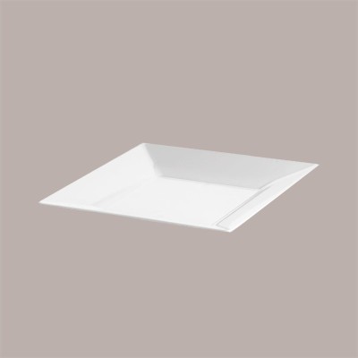 Piatto Spigolo Riutilizzabile PS Polistirene Bianco 27x27 cm 25 Pezzi [6a251bf8]