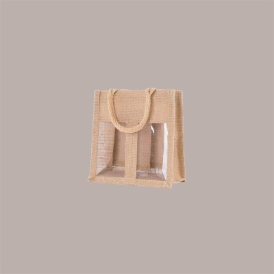 Shopper Busta Juta Porta 2 Vasetti con Finestra in Pvc 20+10x15 cm 5 Pezzi [303e4464]