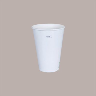 100 Pz Bicchiere Bibita Carta Bianco Biodegradabile Compost 300cc