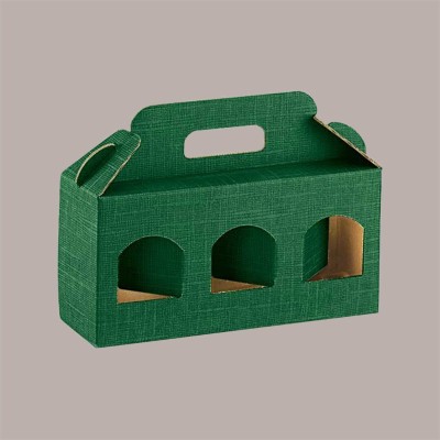 Scatola Astuccio Porta 3 Vasetti Confetture e Creme in Cartoncino Seta Verde 310x100 H90 mm 10 pezzi [9c9ddd83]
