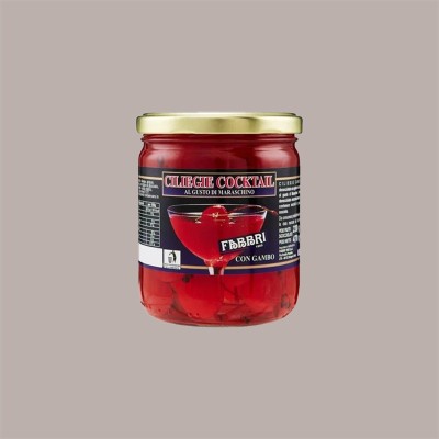 Ciliegie con gambo per Cocktail gusto Maraschino FABBRI 470 gr [2392ab92]