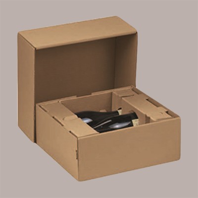 Scatola Porta 2 Bottiglie Olio Vino 750 ml in Carta Avana Express Sicura per Spedizione 390x270H130mm 3 pezzi [ef86265c]
