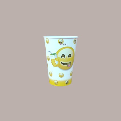 Bicchiere Bibita in Cartone ideale per Yogurt Gelato Granita grafica Emoticon Emoji B/30 100 pezzi [11810e13]
