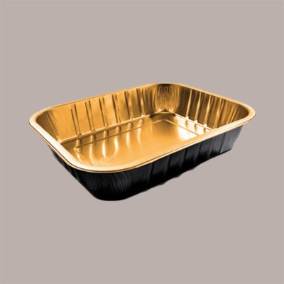 Contenitore Alluminio Oro Nero 4 Porzioni Eclipse per Microonde Smoth Wall 236x185H49mm AS221530 50 pezzi [70235674]