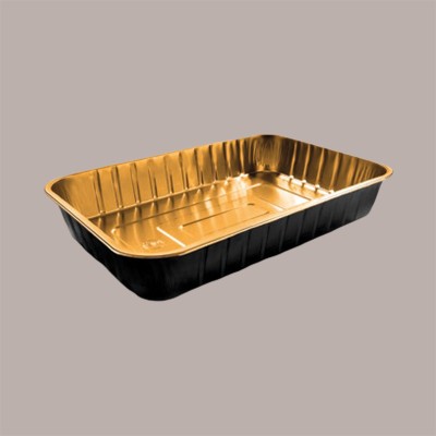 Contenitore Alluminio Oro Nero 4 Porzioni Eclipse per Microonde Smoth Wall 293x193H45mm AS222040 50 pezzi [5aac407e]
