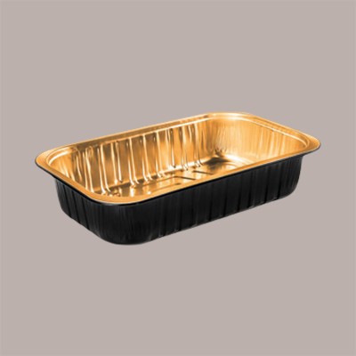 Contenitore Alluminio Oro Nero 2 Porzioni Eclipse per Microonde Smoth Wall 232x144H47mm AS221112 50 pezzi [7e7ae777]