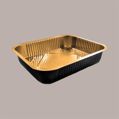Contenitore Alluminio Oro Nero 8 Porzioni Eclipse per Microonde Smoth Wall  322x262H69mm AS223600 25 pezzi [83d76573]