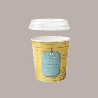 Vasetto Barattolino per Gelato con coperchio Trasparente 1000 cc 50 pezzi [374425b1]
