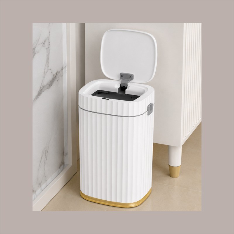 Cestino Pattumiera Automatico con Sensore da 15 Lt Bianco Dorato JAH5912 [583532f4]
