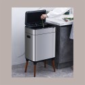 Cestino Pattumiera Automatica Doppia con Sensore 26 Lt Acciaio Inox, Ozono e Gambe in Legno [58b29e2c]