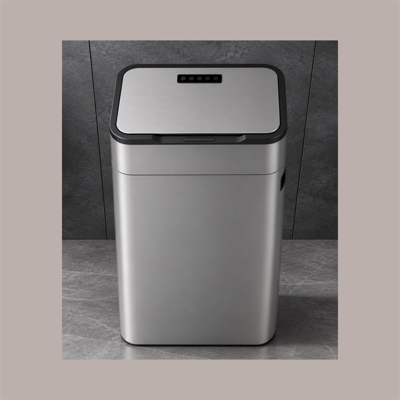 Cestino Pattumiera Automatica Doppia con Sensore 26 Lt Acciaio Inox, Ozono e Gambe in Legno [5de2d932]