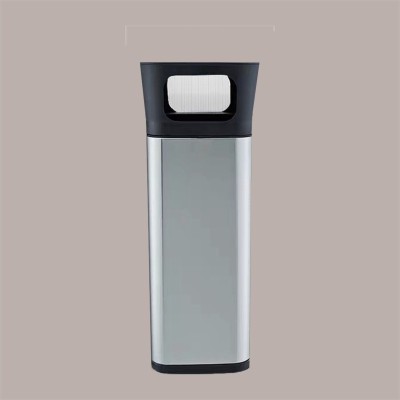 Cestino Pattumiera Quadrato con Posacenere 25 Lt in Acciaio Inox Argento  JAH3222 [7cedcc4c]