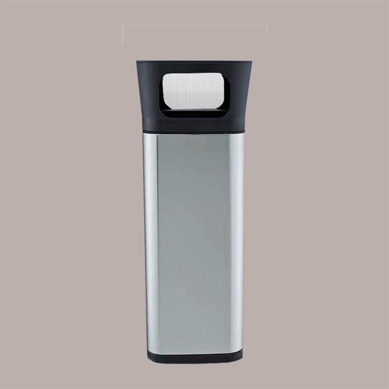 Cestino Pattumiera Quadrato con Posacenere 25 Lt in Acciaio Inox Argento  JAH3222 [7cedcc4c]