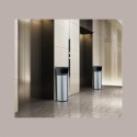 Cestino Pattumiera Quadrato con Posacenere 25 Lt in Acciaio Inox Argento  JAH3222 [a5cb8f41]