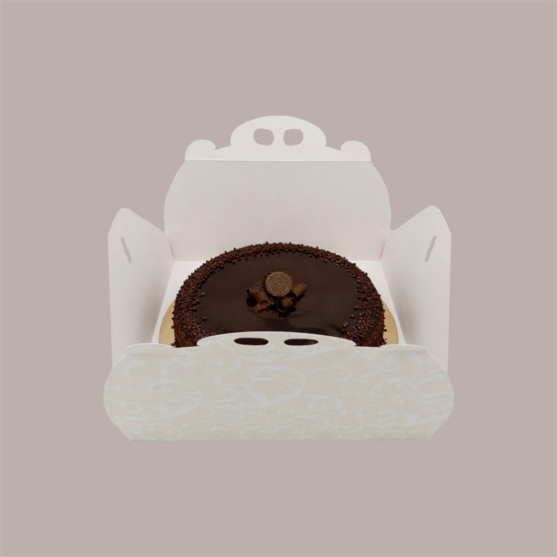 Scatola Porta Torta Rettangolare Grande Cartoncino Bianco grafica damasco 33x44H7cm 5 Pz [8f76b195]