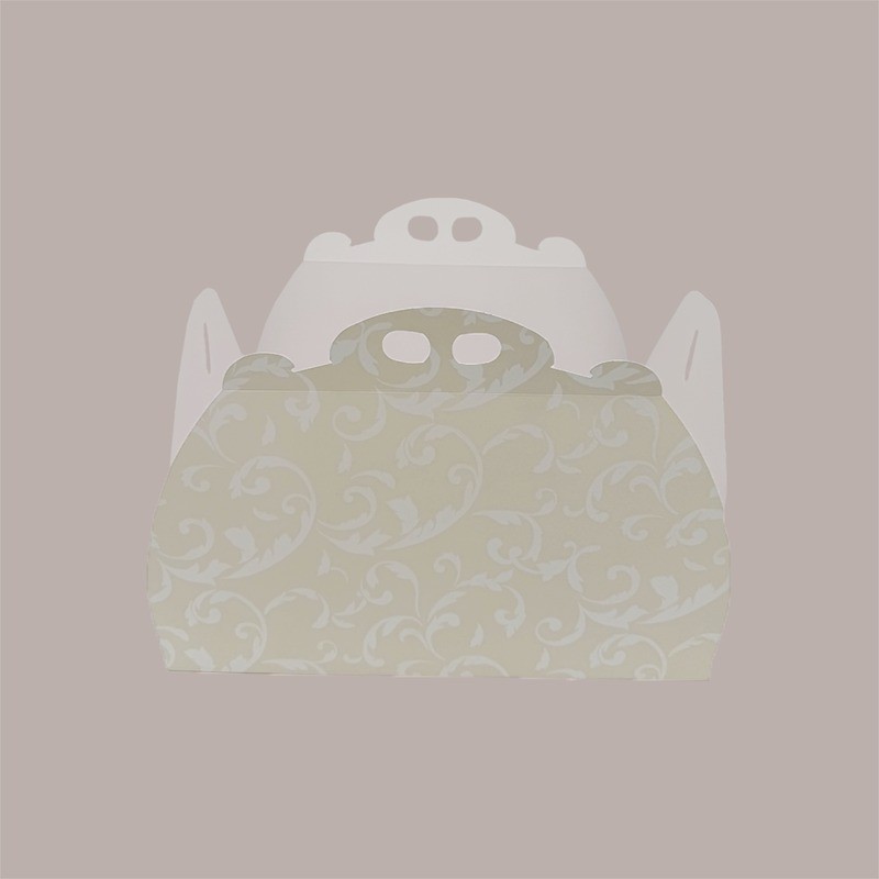 Scatola Porta Torta Rettangolare Grande Cartoncino Bianco grafica damasco 33x44H7cm 5 Pz [30179afe]