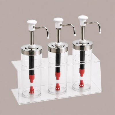 Distributore Dosatore Salse e Creme 3 Dispenser 1650 ml in Plexiglass, Acciaio e Finiture Bianche [a21813f7]
