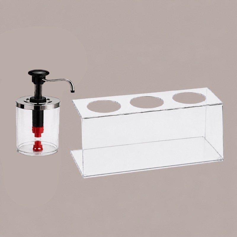 Distributore Dosatore Salse e Creme Plexiglass 3 dispenser 950 ml Finitura Nera [5f67cecb]