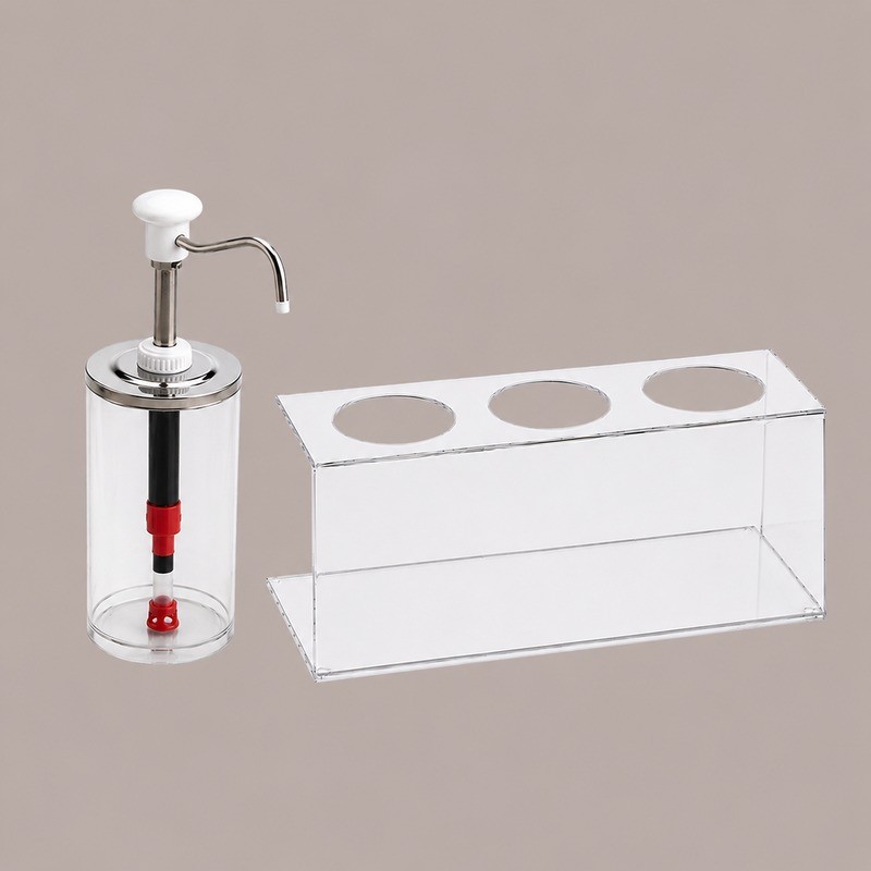 Distributore Dosatore Salse e Creme 3 Dispenser 1650 ml in Plexiglass, Acciaio e Finiture Bianche [b8fde80b]
