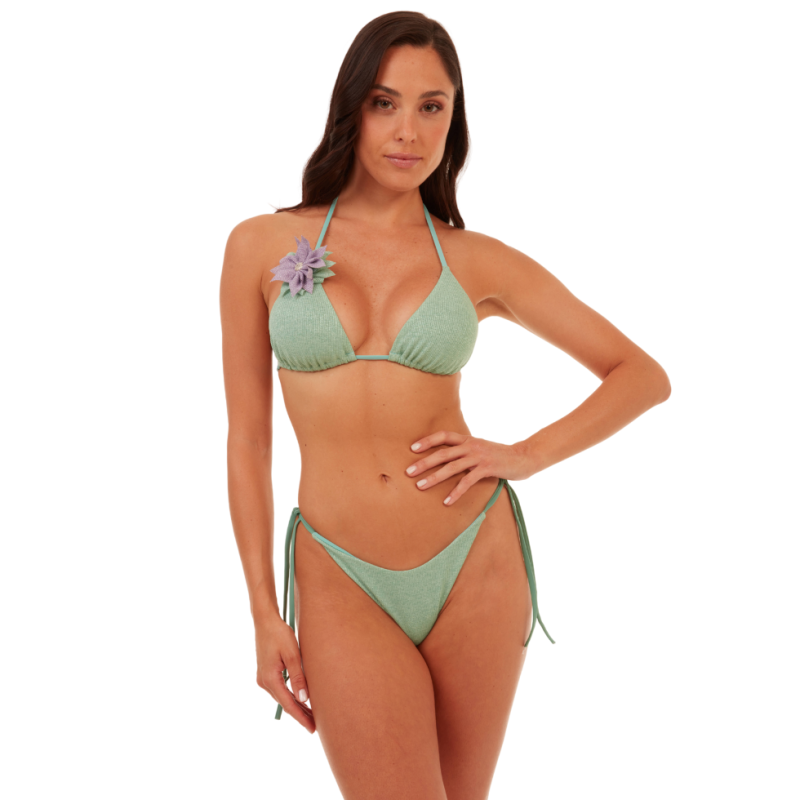 Bikini triangolo Susi verde lurex di Genius