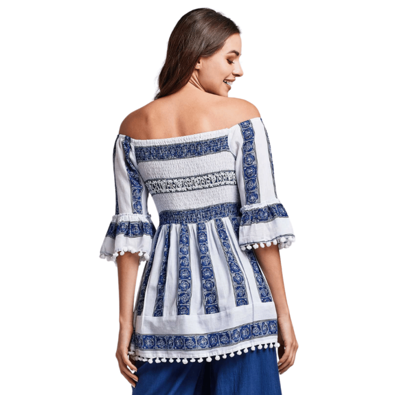 Blusa Atena bianca e blu by David