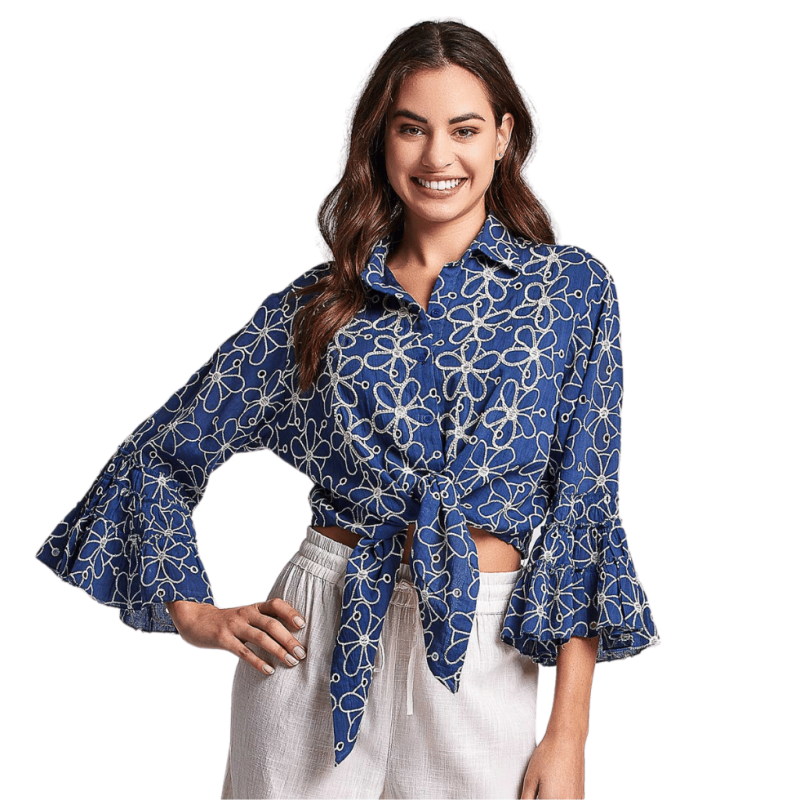 Top camicia Fiji blu by David