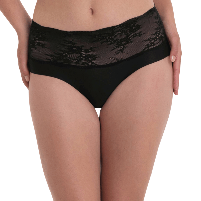 Slip vita alta con pizzo Essential Lace nero