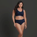 Slip vita alta con pizzo Essential Lace blu mare