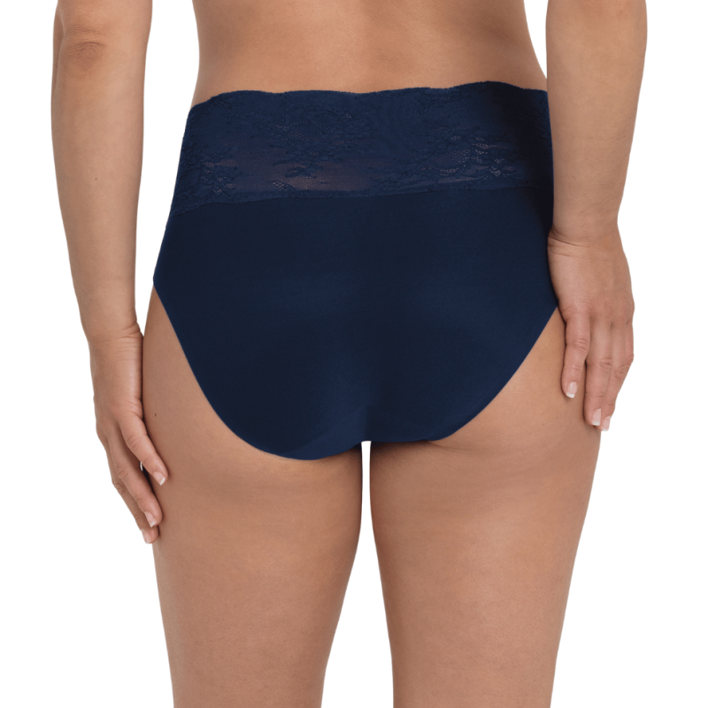 Slip vita alta con pizzo Essential Lace blu mare