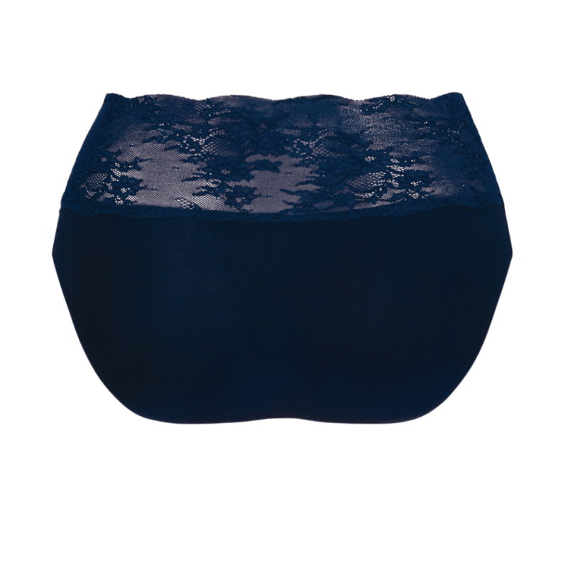 Slip vita alta con pizzo Essential Lace blu mare