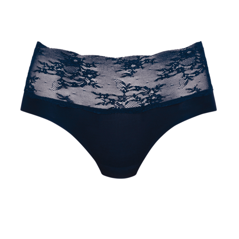 Slip vita alta con pizzo Essential Lace blu mare
