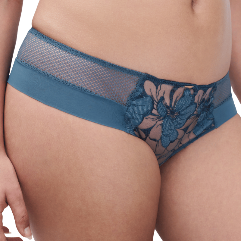 Shorty in pizzo Fleurs Signature di Chantelle Lingerie blue denim