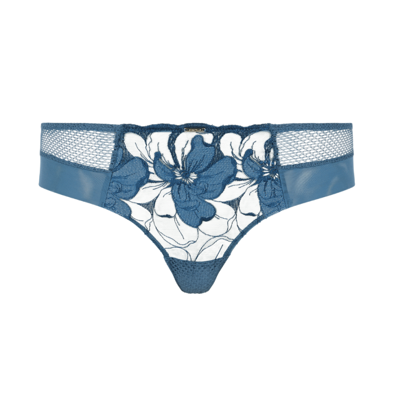 Shorty in pizzo Fleurs Signature di Chantelle Lingerie blue denim