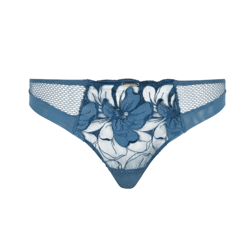 CL-C12Q90-A54 - Tanga in pizzo floreale Fleurs Signature - jeans blue denim