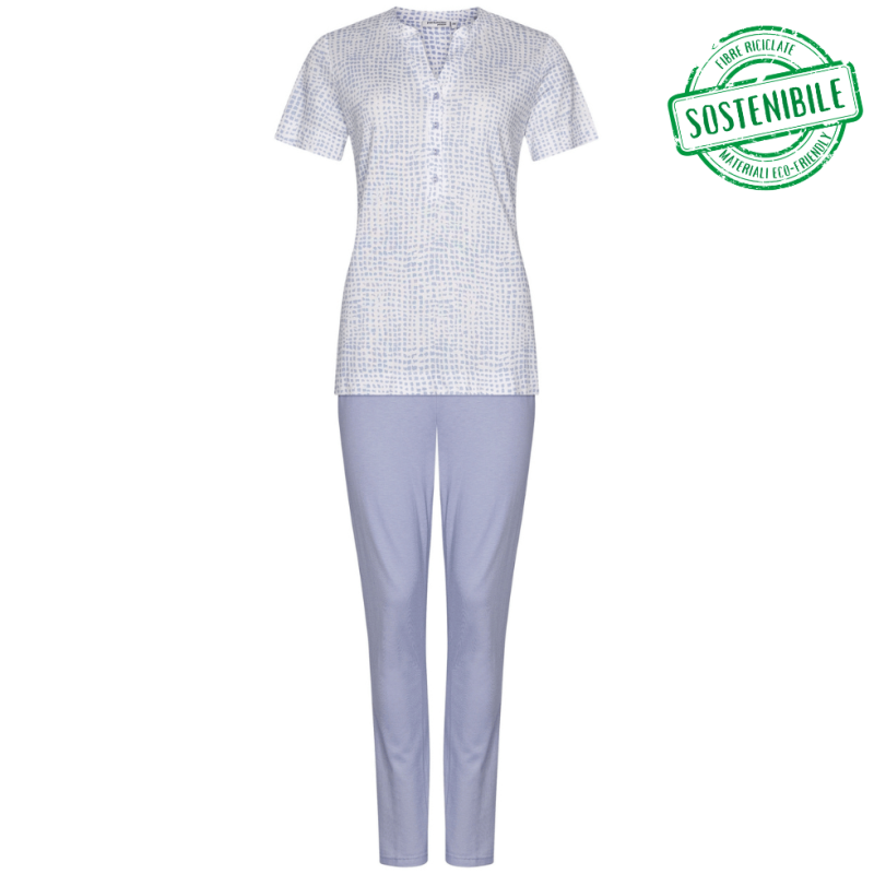 Pigiama serafino azzurro in cotone Pastunette