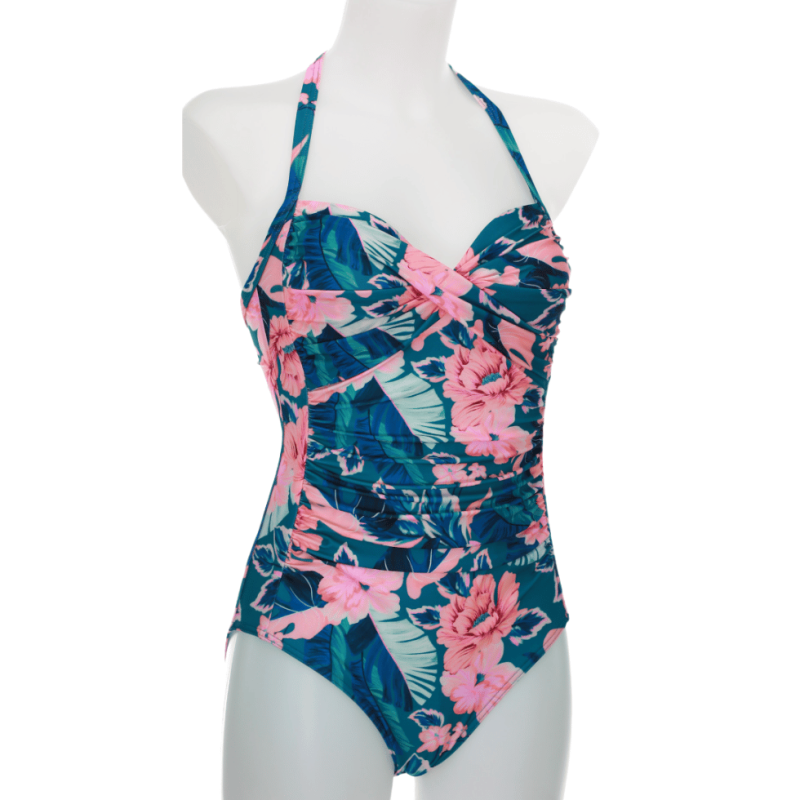 Costume intero floreale blu magenta hawaii Sunflair