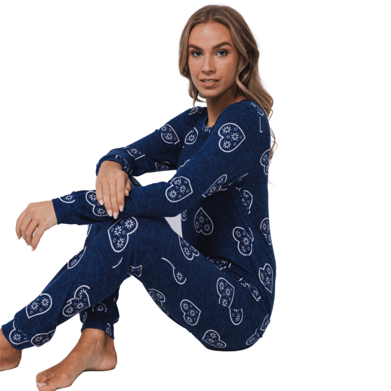 Pigiama donna e ragazza Rebelle blu cuori