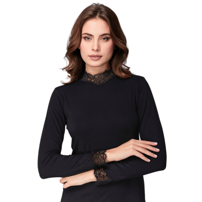 Lupetto manica lunga modal e Cashmere con pizzo Fraly