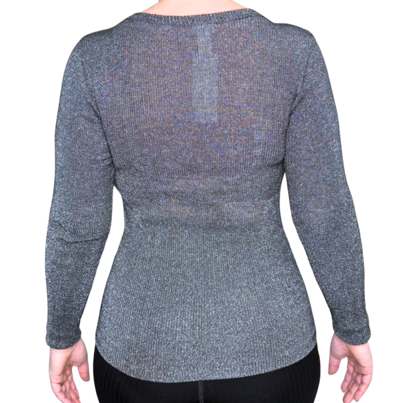 Maglia manica lunga scollo a V lana-seta con lurex Fraly